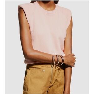 JONATHAN SIMKHAI padded shoulder sleeveless sweatshirt bodysuit pink XS